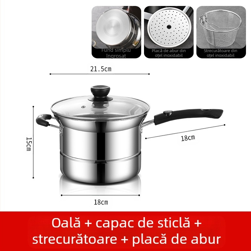 Friteuză din oțel inoxidabil transfrontalieră Amazon, oală multifuncțională pentru supă, oală pentru aburire și fierbere, oală pentru tăiței, cadou en-gros