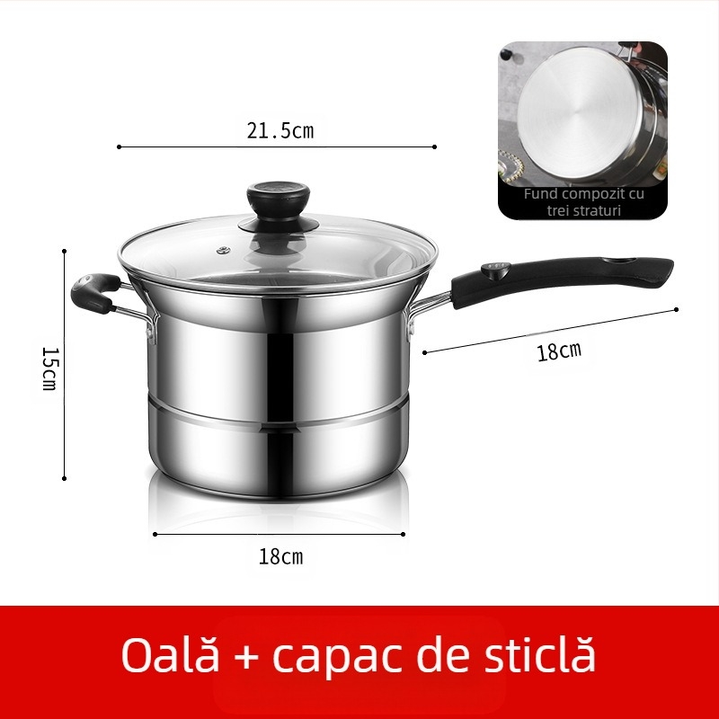 Friteuză din oțel inoxidabil transfrontalieră Amazon, oală multifuncțională pentru supă, oală pentru aburire și fierbere, oală pentru tăiței, cadou en-gros