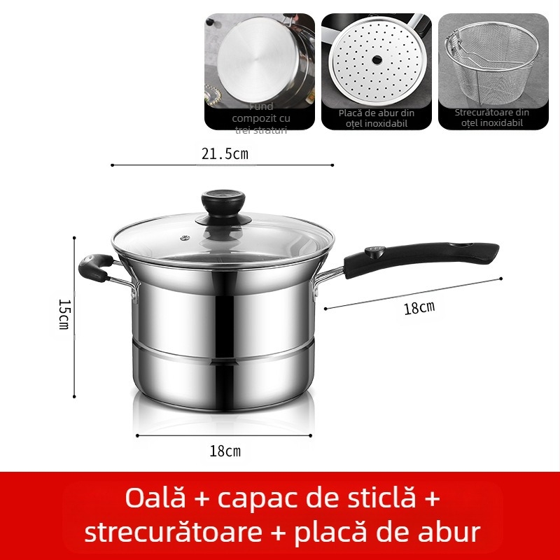 Friteuză din oțel inoxidabil transfrontalieră Amazon, oală multifuncțională pentru supă, oală pentru aburire și fierbere, oală pentru tăiței, cadou en-gros