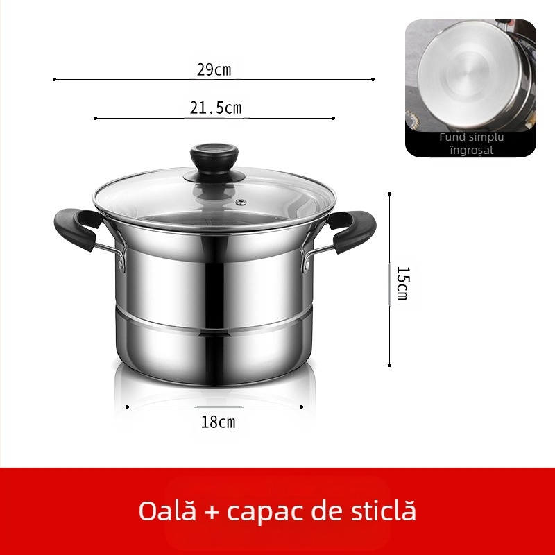 Friteuză din oțel inoxidabil transfrontalieră Amazon, oală multifuncțională pentru supă, oală pentru aburire și fierbere, oală pentru tăiței, cadou en-gros