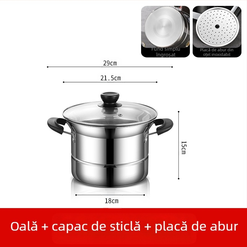 Friteuză din oțel inoxidabil transfrontalieră Amazon, oală multifuncțională pentru supă, oală pentru aburire și fierbere, oală pentru tăiței, cadou en-gros