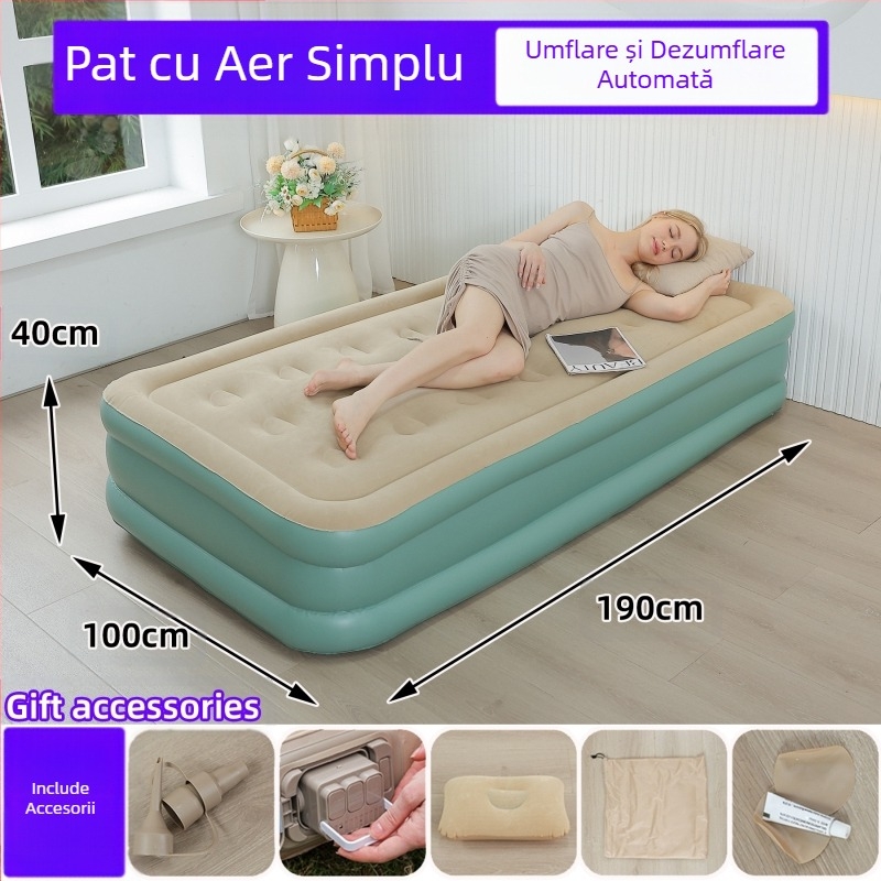 Saltea gonflabilă transfrontalieră nouă pentru exterior, pat gonflabil din PVC, cu pompă încorporată, saltea gonflabilă automată simplă și dublă