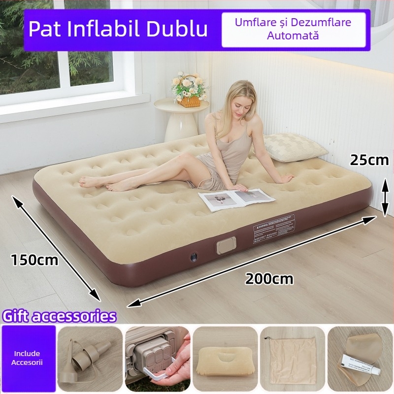 Saltea gonflabilă transfrontalieră nouă pentru exterior, pat gonflabil din PVC, cu pompă încorporată, saltea gonflabilă automată simplă și dublă