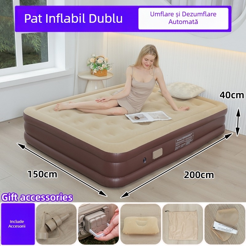 Saltea gonflabilă transfrontalieră nouă pentru exterior, pat gonflabil din PVC, cu pompă încorporată, saltea gonflabilă automată simplă și dublă