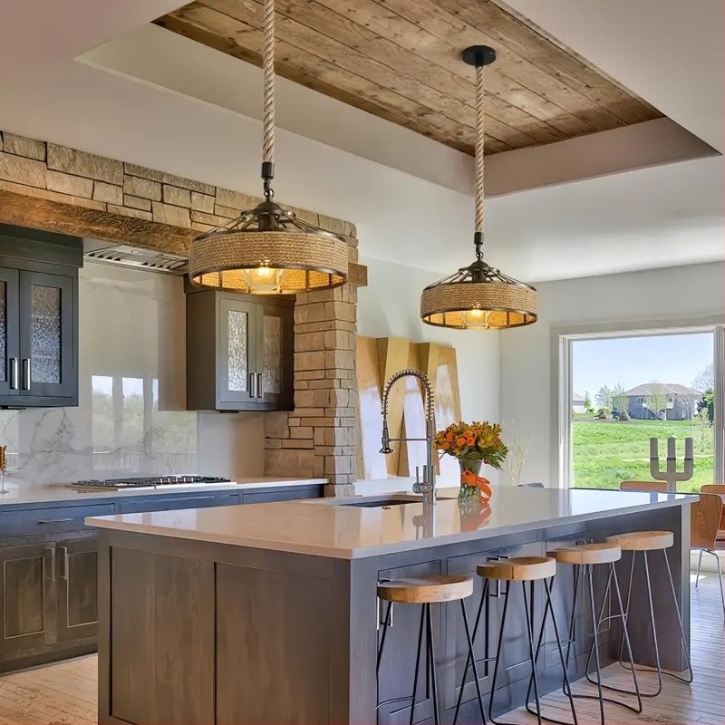 Iurtă mongolă în stil industrial vintage, candelabru din frânghie de cânepă, magazin de haine din ratan, magazin de grătar, magazin de oale fierbinți, preparare pentru cafenea