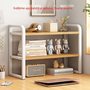 Raft de cărți reglabil, înalt, pentru birou, depozitare multistrat, raft de cărți pentru acasă, raft de cărți integrat pentru perete și podea, raft de cărți pentru desktop