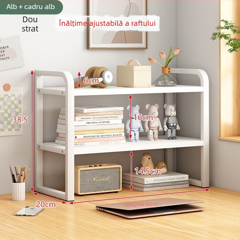 Raft de cărți reglabil, înalt, pentru birou, depozitare multistrat, raft de cărți pentru acasă, raft de cărți integrat pentru perete și podea, raft de cărți pentru desktop