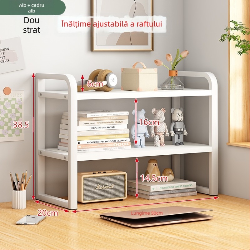 Raft de cărți reglabil, înalt, pentru birou, depozitare multistrat, raft de cărți pentru acasă, raft de cărți integrat pentru perete și podea, raft de cărți pentru desktop