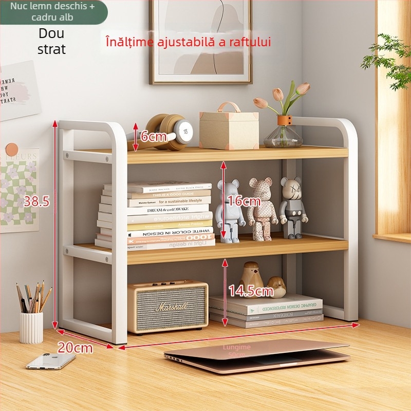 Raft de cărți reglabil, înalt, pentru birou, depozitare multistrat, raft de cărți pentru acasă, raft de cărți integrat pentru perete și podea, raft de cărți pentru desktop