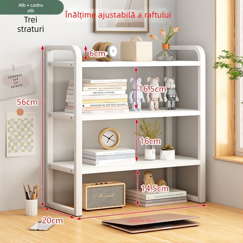 Raft de cărți reglabil, înalt, pentru birou, depozitare multistrat, raft de cărți pentru acasă, raft de cărți integrat pentru perete și podea, raft de cărți pentru desktop