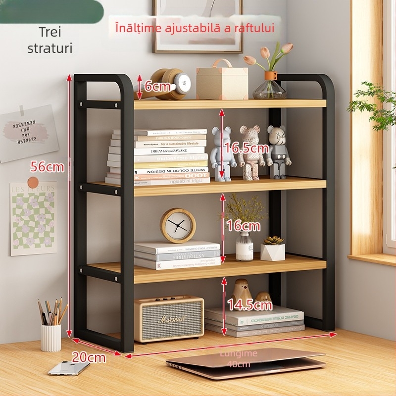 Raft de cărți reglabil, înalt, pentru birou, depozitare multistrat, raft de cărți pentru acasă, raft de cărți integrat pentru perete și podea, raft de cărți pentru desktop