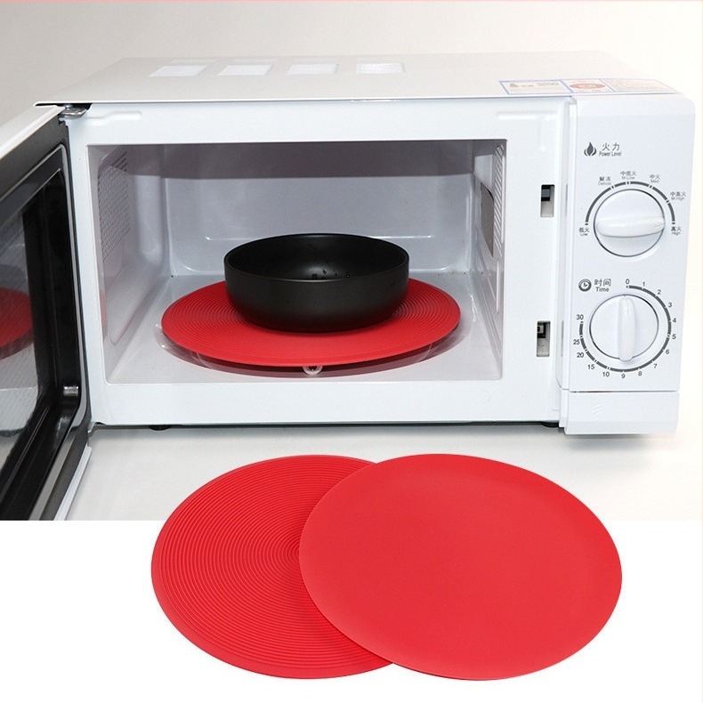 Covoraș rotund îngroșat de 10 inch, 12 inch, pentru cuptorul cu microunde, din silicon, antiderapant, pentru aragaz cu inducție la temperatură înaltă, covoraș pentru oală