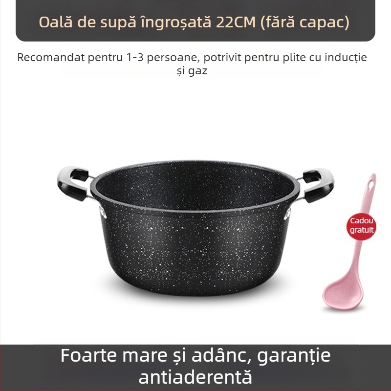 Oală de supă din piatră medicală, oală antiaderentă de uz casnic, oală universală cu două urechi, oală de supă de mare capacitate, oală pentru petrecere