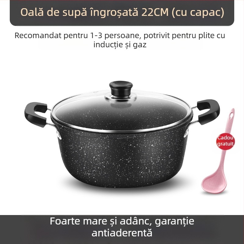Oală de supă din piatră medicală, oală antiaderentă de uz casnic, oală universală cu două urechi, oală de supă de mare capacitate, oală pentru petrecere