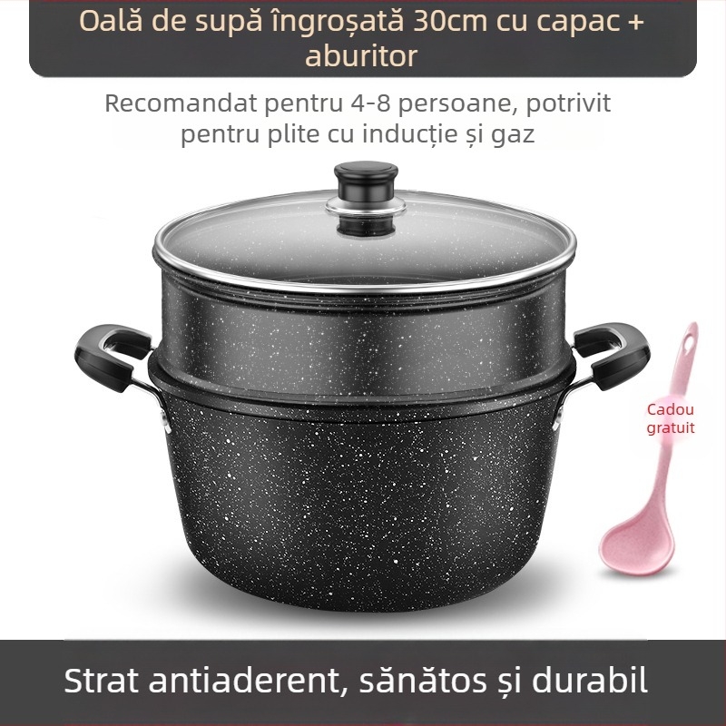 Oală de supă din piatră medicală, oală antiaderentă de uz casnic, oală universală cu două urechi, oală de supă de mare capacitate, oală pentru petrecere