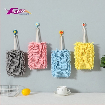 Prosop de mână agățat, absorbant, cu uscare rapidă, drăguț, prosop de bucătărie, Chenille, pătrat, prosop îngroșat, batistă