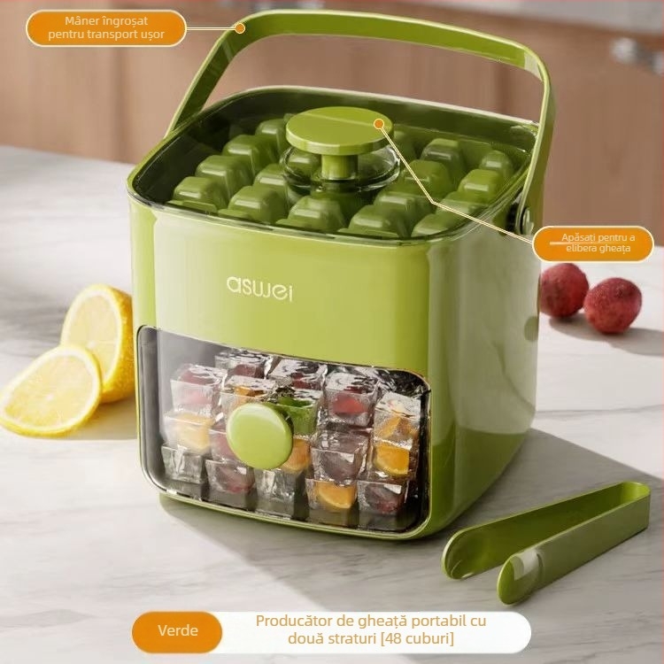 Presă silicon cub de gheață bilă de gheață plastic portabil cutie de gheață capacitate mare frigider gheață congelată dezlipire mucegai cub de gheață