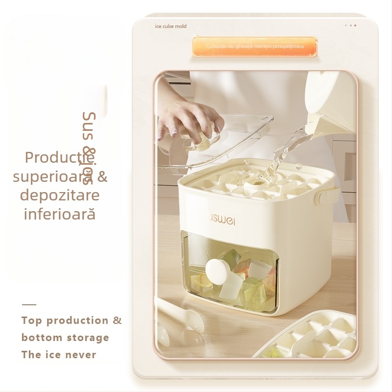 Presă silicon cub de gheață bilă de gheață plastic portabil cutie de gheață capacitate mare frigider gheață congelată dezlipire mucegai cub de gheață