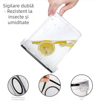 Rezervor de depozitare a alimentelor pentru bucătărie transfrontalieră, cutie de depozitare a cerealelor diverse, 2,5 l, set de patru piese, rezervor de depozitare transparent sigilat din PP, impermeabil