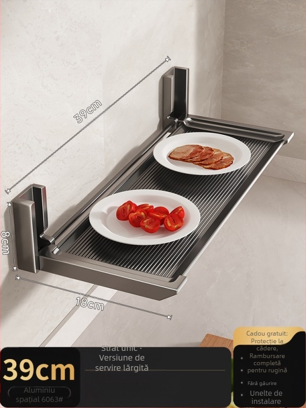 ♤ Suport de depozitare pentru bucătărie, suport pentru tocătoare, suport de depozitare pliabil multifuncțional, montat pe perete, fără găurire, suport pentru capace de oală și condimente, suport pentru boluri