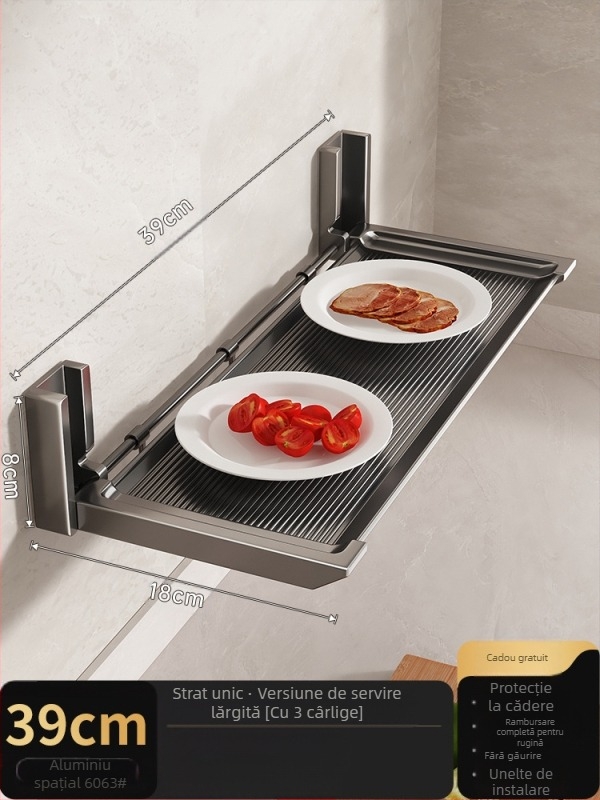 ♤ Suport de depozitare pentru bucătărie, suport pentru tocătoare, suport de depozitare pliabil multifuncțional, montat pe perete, fără găurire, suport pentru capace de oală și condimente, suport pentru boluri