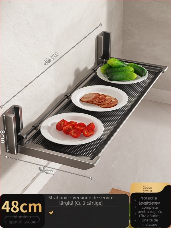 ♤ Suport de depozitare pentru bucătărie, suport pentru tocătoare, suport de depozitare pliabil multifuncțional, montat pe perete, fără găurire, suport pentru capace de oală și condimente, suport pentru boluri