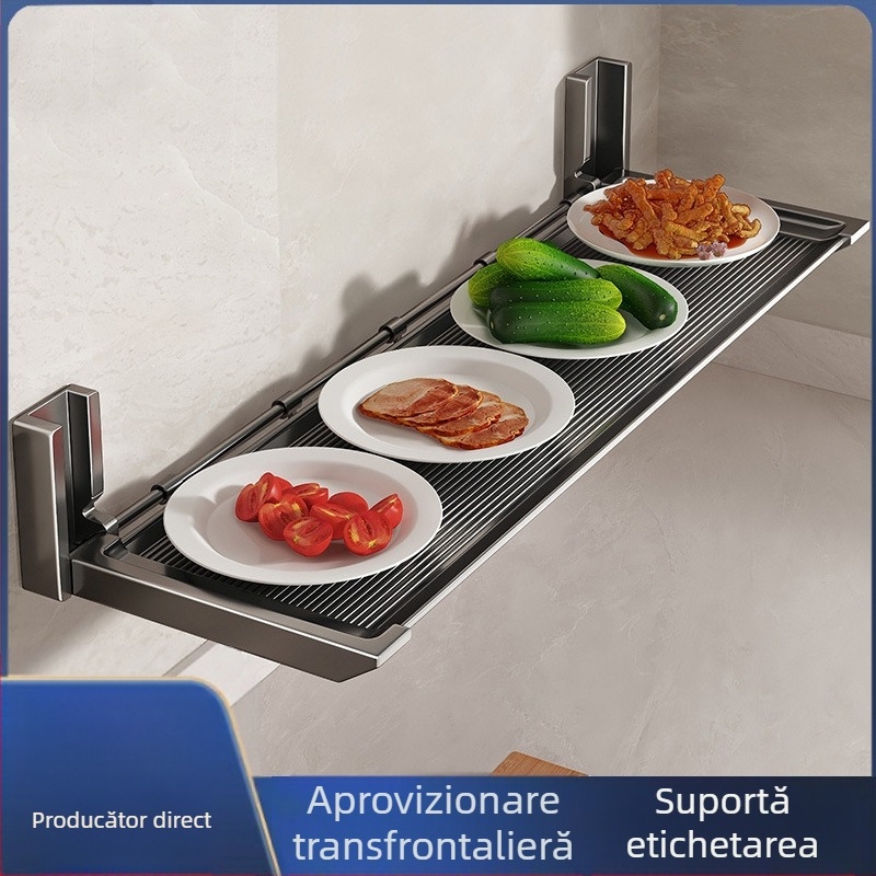 ♤ Suport de depozitare pentru bucătărie, suport pentru tocătoare, suport de depozitare pliabil multifuncțional, montat pe perete, fără găurire, suport pentru capace de oală și condimente, suport pentru boluri
