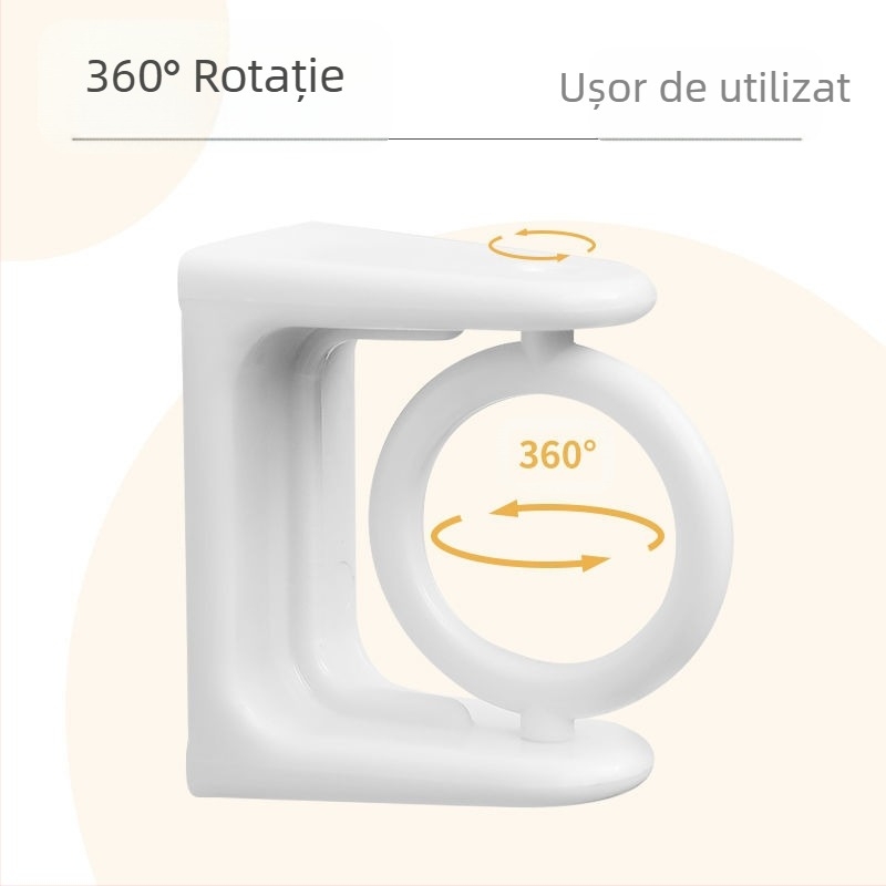 Suport de tijă multifuncțional rotativ la 360 °, pentru baie, bucătărie, dormitor, montat pe perete, fără perforații, en-gros transfrontalier