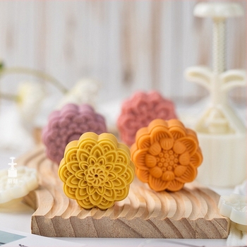 [Zece bucăți de semințe de lotus] formă de tort de lună 75g tridimensională, presiune manuală, plastic abraziv, instrumente chinezești de copt