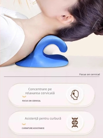 Pernă de masaj cervical tip C, pernă de îndreptat gâtul, pernă de masaj cu suport de tracțiune, acupresiune, bogată și nobilă, protecție a sănătății sportive