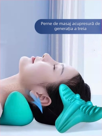 Pernă de masaj cervical tip C, pernă de îndreptat gâtul, pernă de masaj cu suport de tracțiune, acupresiune, bogată și nobilă, protecție a sănătății sportive