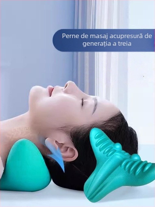 Pernă de masaj cervical tip C, pernă de îndreptat gâtul, pernă de masaj cu suport de tracțiune, acupresiune, bogată și nobilă, protecție a sănătății sportive