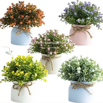 Ornamente mici cu plante în ghiveci pentru sufragerie, flori artificiale, plante decorative pentru casă, plante verzi simulate, respirația bebelușului, decorare cu plante verzi artificiale