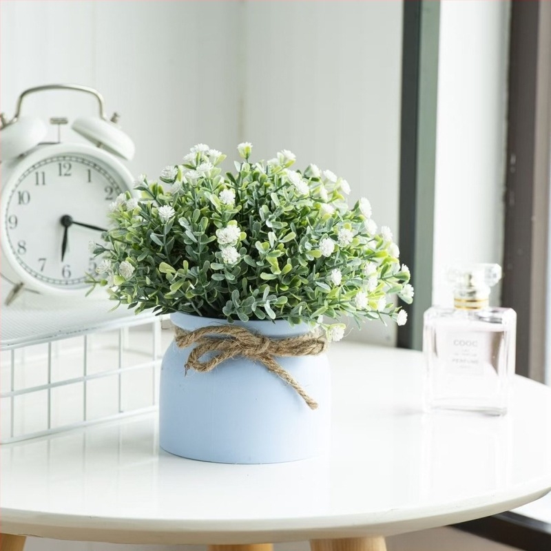Ornamente mici cu plante în ghiveci pentru sufragerie, flori artificiale, plante decorative pentru casă, plante verzi simulate, respirația bebelușului, decorare cu plante verzi artificiale