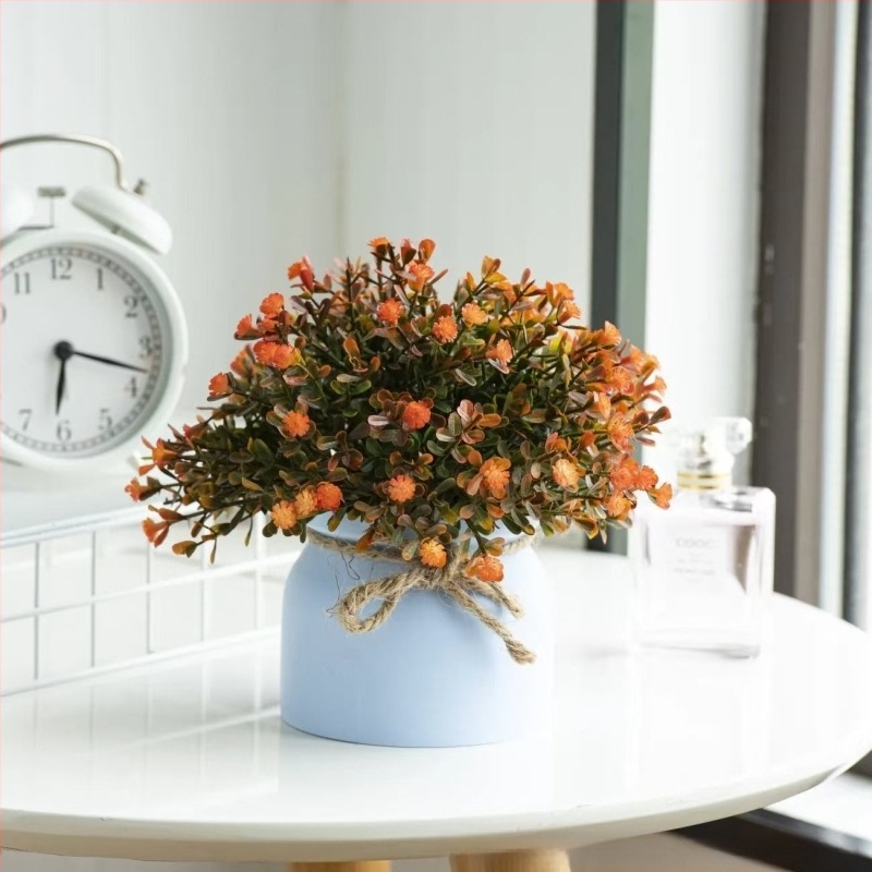 Ornamente mici cu plante în ghiveci pentru sufragerie, flori artificiale, plante decorative pentru casă, plante verzi simulate, respirația bebelușului, decorare cu plante verzi artificiale