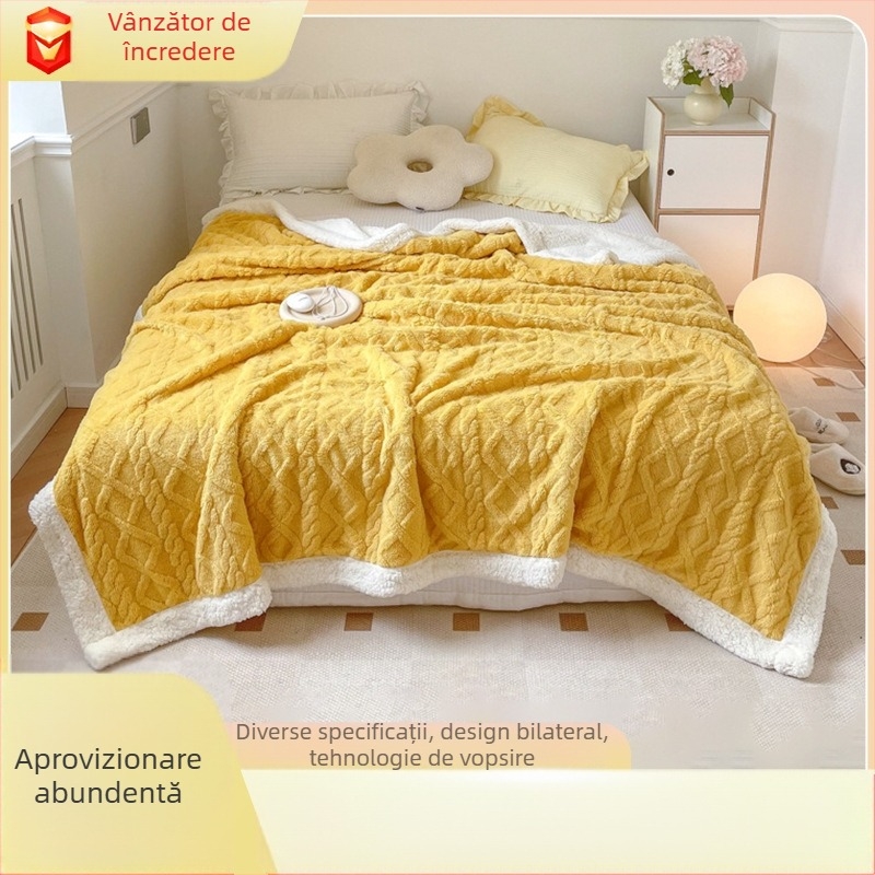 Pătură de catifea de miel îngroșată de primăvară, față-verso, tafta, extra groasă, mică, pătură de somn, canapea, husă, en-gros