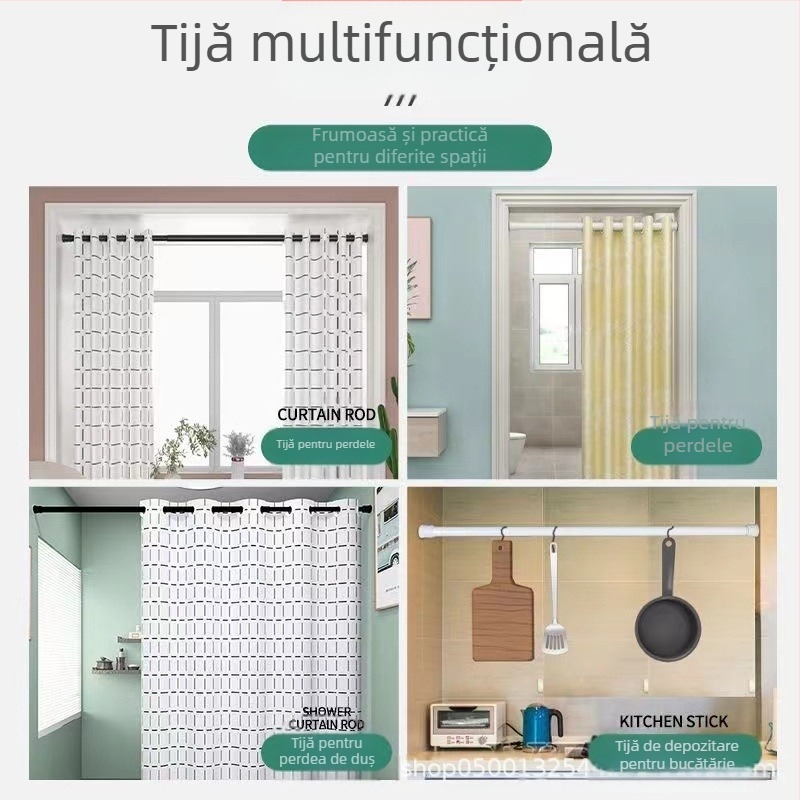 Tijă telescopică transfrontalieră, en-gros, fără perforații, pentru uscare de haine, tijă multifuncțională, pentru uscare de haine, tijă pentru dormitor, tijă pentru perdea de duș pentru baie
