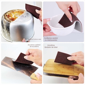 Burete de șmirghel, șterge-te față-verso, decontaminare, șterge bucăți, curățare bucătărie, perie de spălat vase, tigaie, perie magică, tigaie