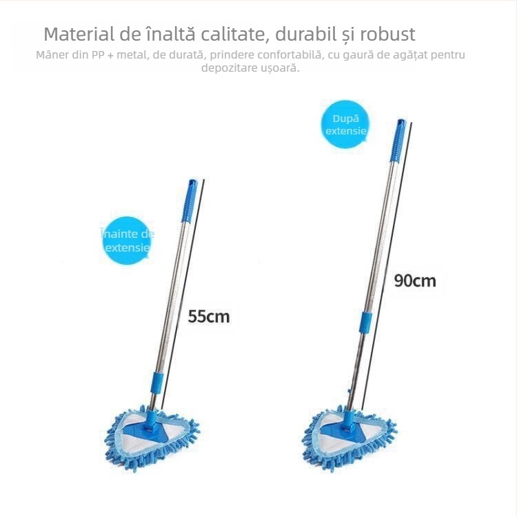 O generație de mini triunghiuri chenille, mop mic retractabil, care tremură cu pereți și tavane