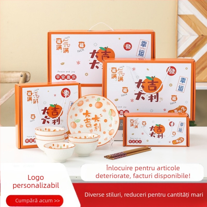 Set de boluri cadou, set de tacâmuri ceramice Camellia, set de cutii cadou cu bol, de vânzare, cadou de deschidere, bol cadou însoțitor, set de bețișoare, bol