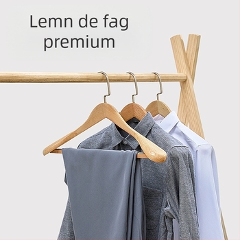 Umeraș din lemn masiv 93 pentru costume și paltoane, cu umeri late, fără urme