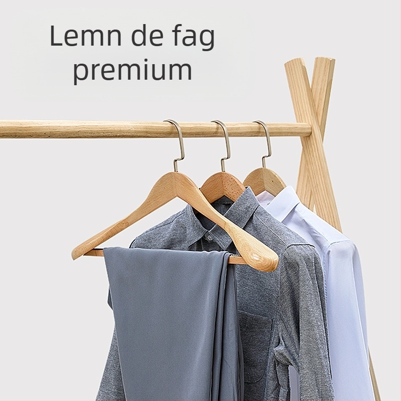 Umeraș din lemn masiv 93 pentru costume și paltoane, cu umeri late, fără urme
