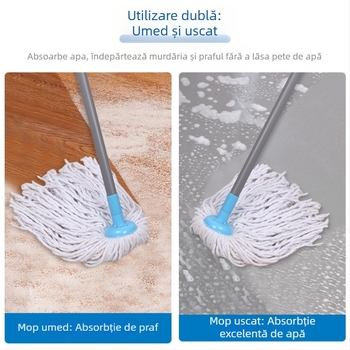 Mop australian din poliester, fără spălare manuală, umed și uscat, din bumbac, cu cap rotund absorbant, mop pentru podele din lemn, mop de modă veche