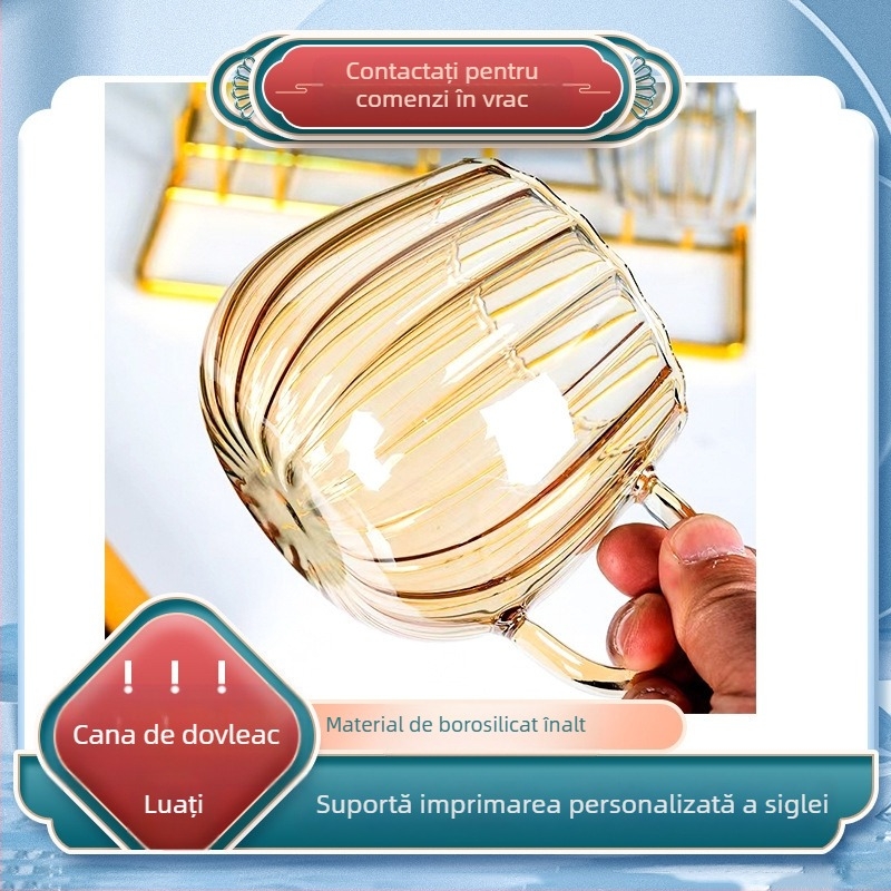 Ceașcă de cafea din sticlă cu apă, valoare ridicată a culorii, mic dejun cu lapte, cafea acasă, ceașcă de lapte în stil Ins, capacitate mare, ceașcă de dovleac