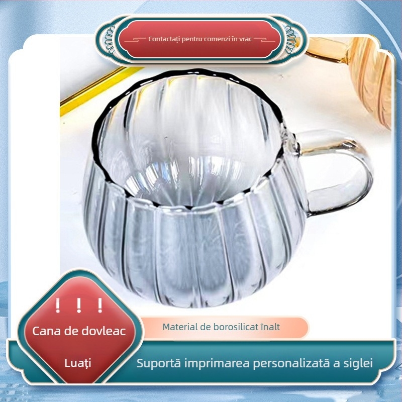 Ceașcă de cafea din sticlă cu apă, valoare ridicată a culorii, mic dejun cu lapte, cafea acasă, ceașcă de lapte în stil Ins, capacitate mare, ceașcă de dovleac
