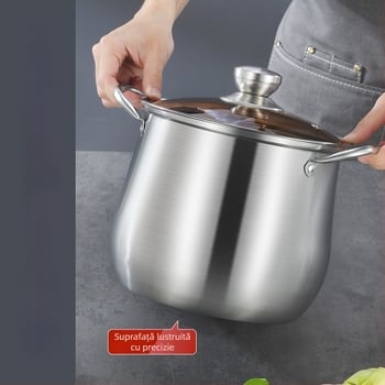 Oală de supă din oțel inoxidabil, cu fund dublu, oală de tocană cu arc, oală de supă îngroșată, furnizată direct din fabrică, oală cadou din oțel inoxidabil de mare capacitate