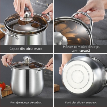 Oală de supă din oțel inoxidabil, cu fund dublu, oală de tocană cu arc, oală de supă îngroșată, furnizată direct din fabrică, oală cadou din oțel inoxidabil de mare capacitate