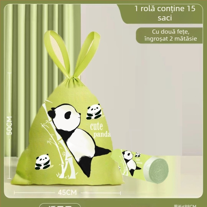 Sac de gunoi cu șnur de rupere, stil Panda, iepure, stil național, extracție, îngroșat, sac de curățare, închidere, ghiozdan de bucătărie, rulat și înșirat