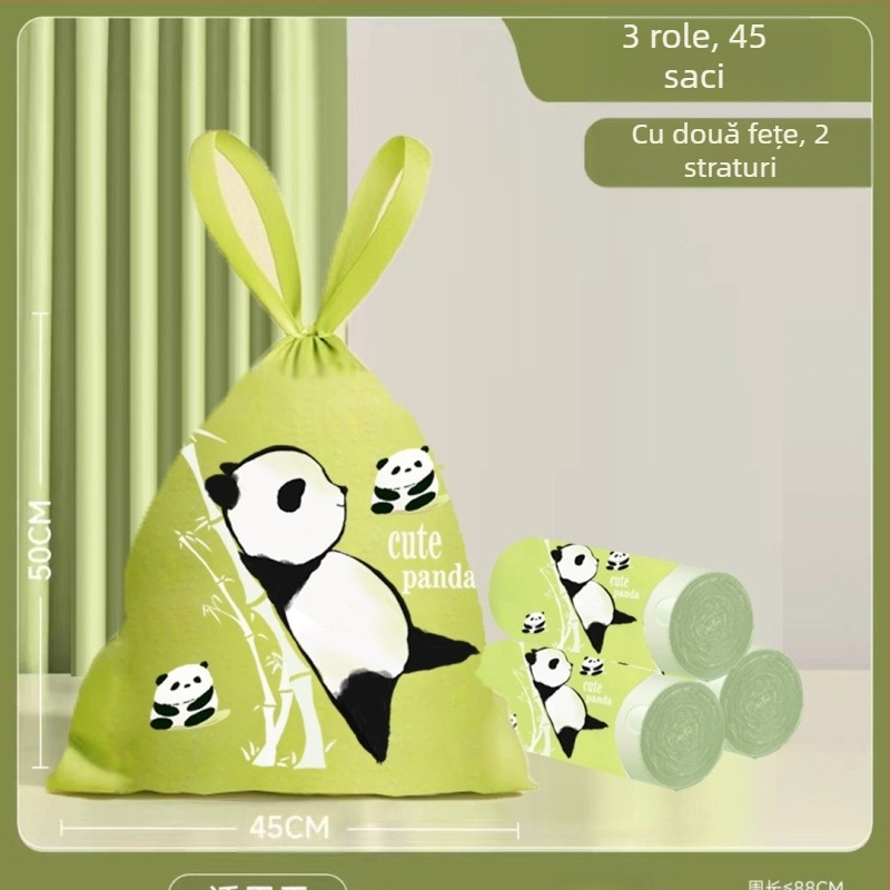 Sac de gunoi cu șnur de rupere, stil Panda, iepure, stil național, extracție, îngroșat, sac de curățare, închidere, ghiozdan de bucătărie, rulat și înșirat