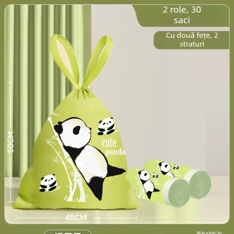 Sac de gunoi cu șnur de rupere, stil Panda, iepure, stil național, extracție, îngroșat, sac de curățare, închidere, ghiozdan de bucătărie, rulat și înșirat